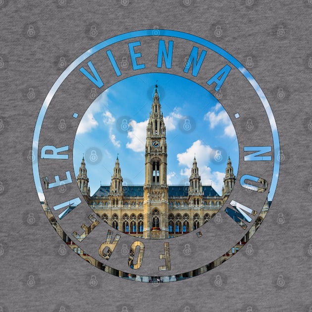 Vienna city hall Rathaus round stamp design by DesignerPropo